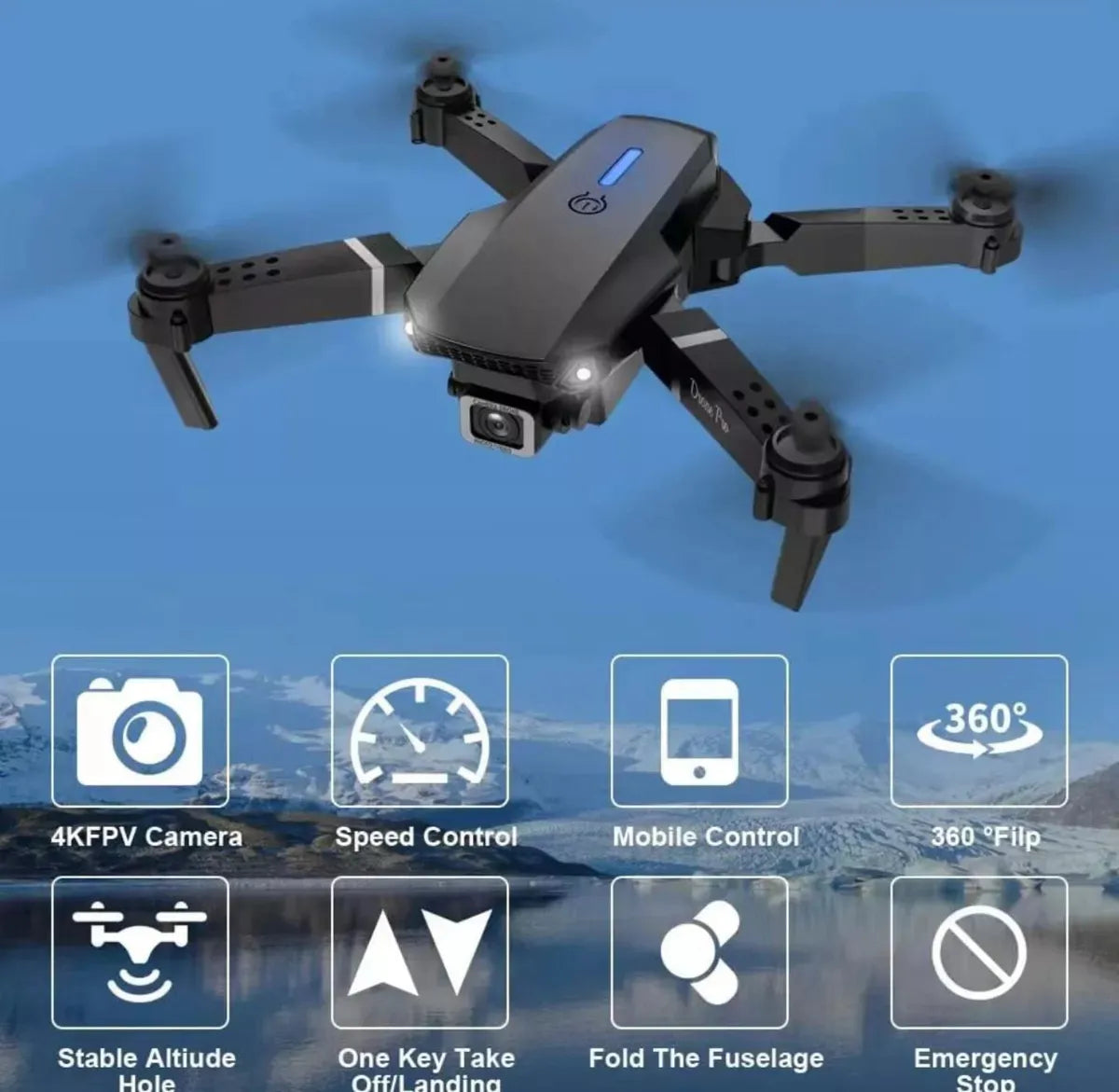 Dron Profesional E88 Pro Rc 4k Con Cámara Dual Y Rotación